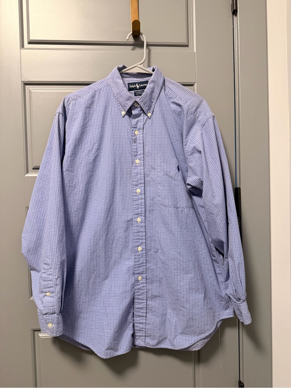 Ralph Lauren Yarmouth Classic Fit Blue Check Button-Down Shirt 16 1/2